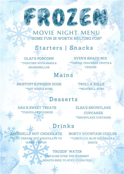 frozen menu